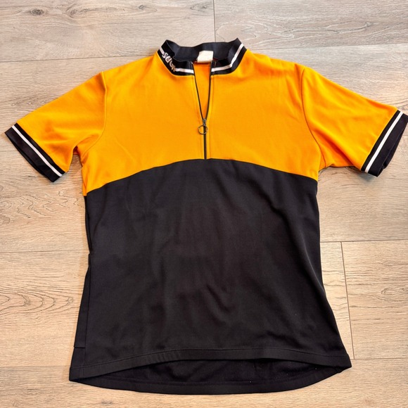 Sugoi Cycling Jersey Short Sleeve Full Zip Color Block Black Yellow Mens Large - Picture 1 of 6